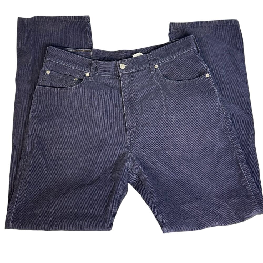Levi's 505 Corduroy Pants Navy Blue 36/32 Regular Fit Straight Leg Vintage 2002